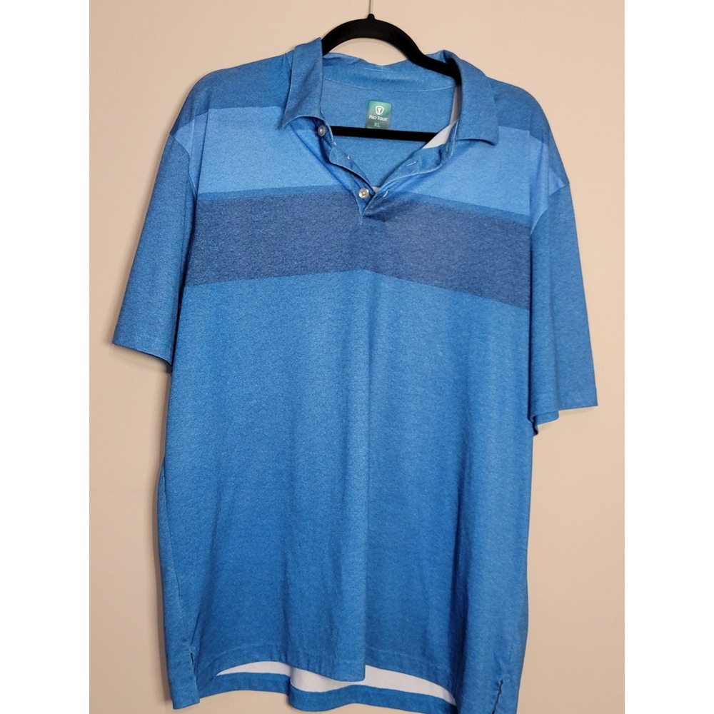 PGA Tour Men's Sz  Extra Large Polo Pro Series Blue Tees‎ Golf Clubs All Over